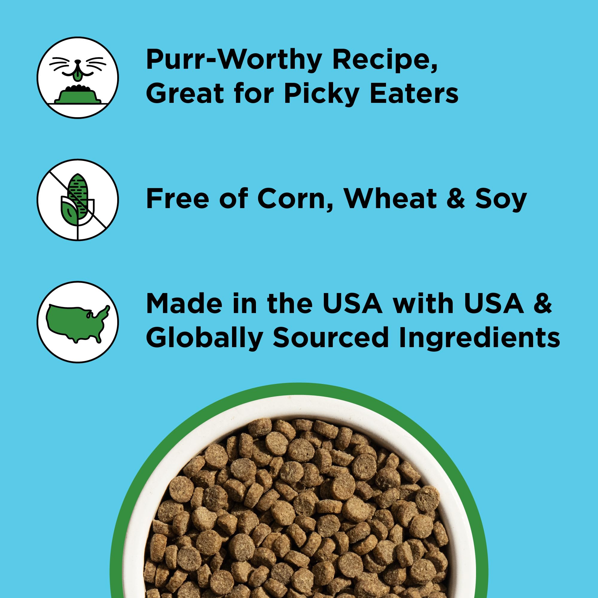 BIXBI Liberty Dry Cat Chicken Recipe prebióticos y fibra de miscanthus para la digestión.