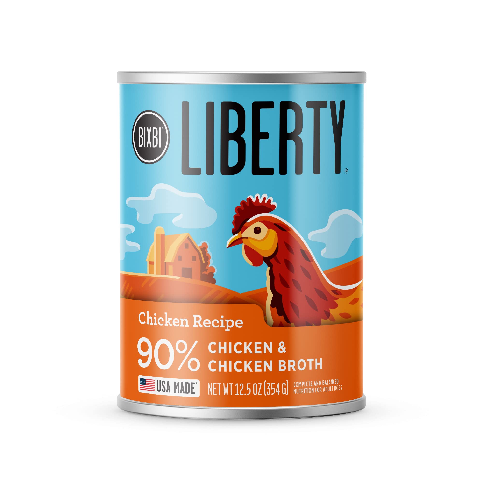 BIXBI Liberty Pollo sin granos, lata de 12,5 oz, trozos jugosos listos para comer