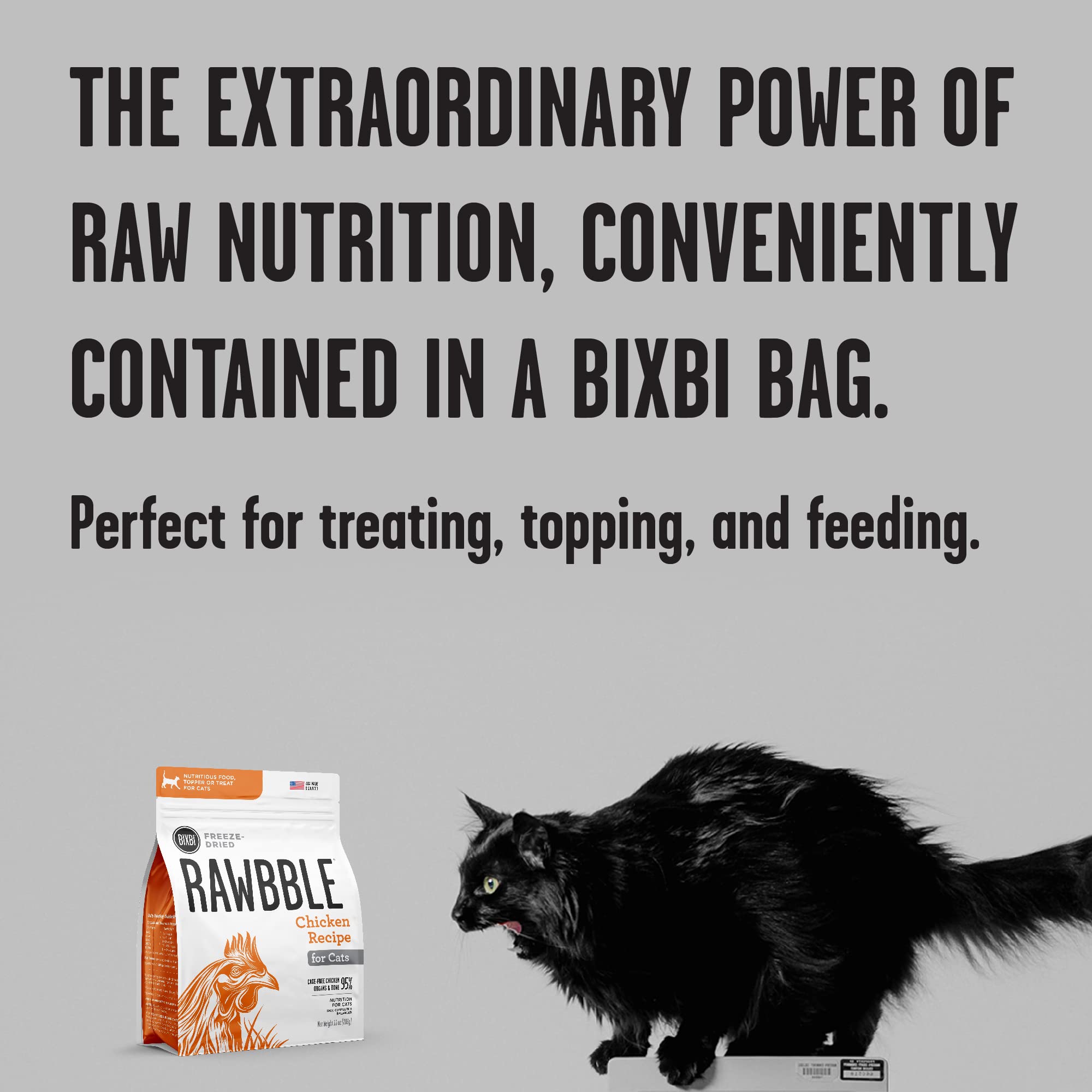 BIXBI RAWBBLE etiqueta sin granos, adecuada para dietas sensibles.