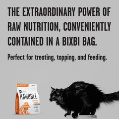 BIXBI RAWBBLE etiqueta sin granos, adecuada para dietas sensibles.