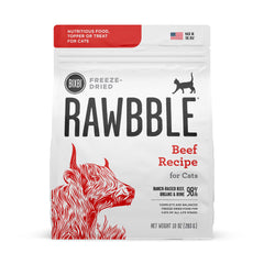 BIXBI RAWBBLE, alimento crudo de res liofilizado para gatos, fuente de proteína de alta calidad.