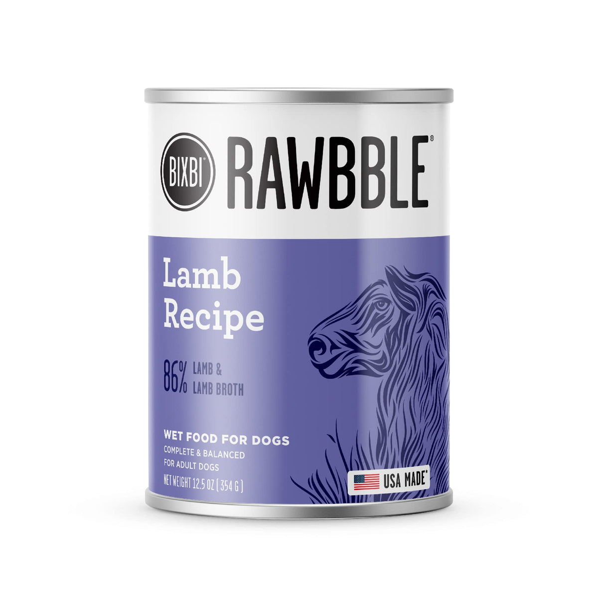 BIXBI Rawbble lata cordero: comida húmeda sabrosa para perros activos.