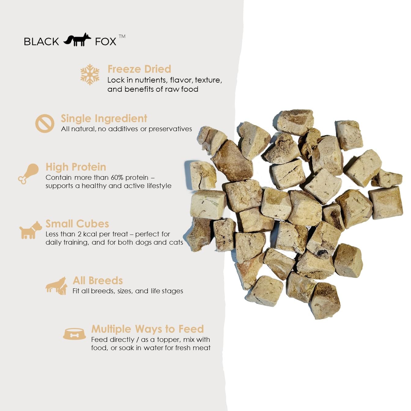 BLACK FOX ingrediente único sin aditivos para premio natural.