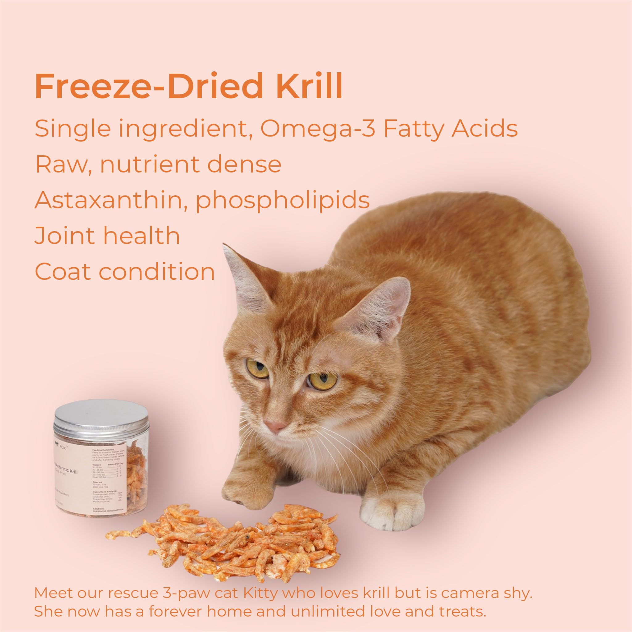 BLACK FOX Krill Artico envase 1-5 oz, porciones listas para servir.