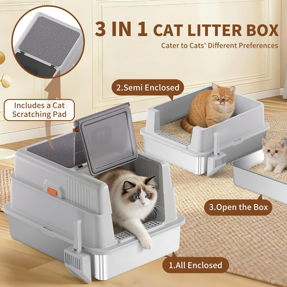 BlissBlaze caja litter grande para gatos grandes, espacio para girar y cavar.