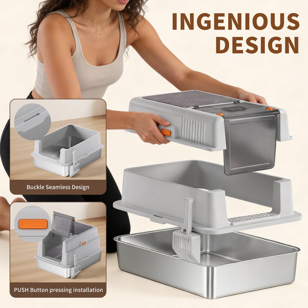 BlissBlaze diseño con privacidad y tapa opcional ideal para multi-gatos.