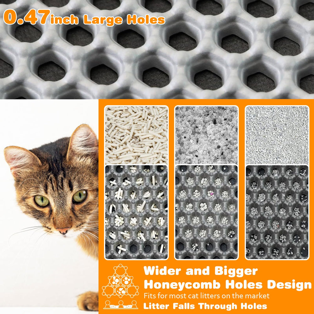 Alfombrilla blissstorm con diseño panales doble capa facilita recoger arena.