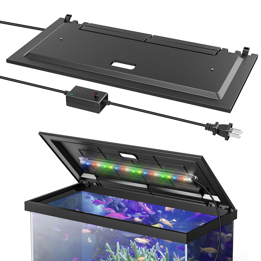 Blosail tapa LED para acuario 24p mejora visibilidad y evita salpicaduras.