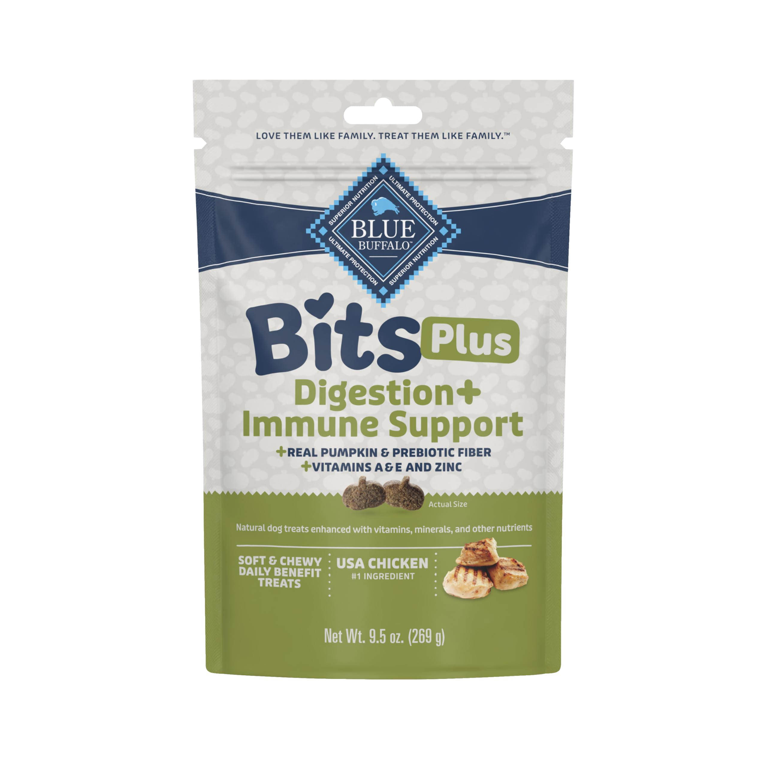 Blue Buffalo Blue Bits Plus: enfoque digestión suave, apoyo para perros con estómago sensible.