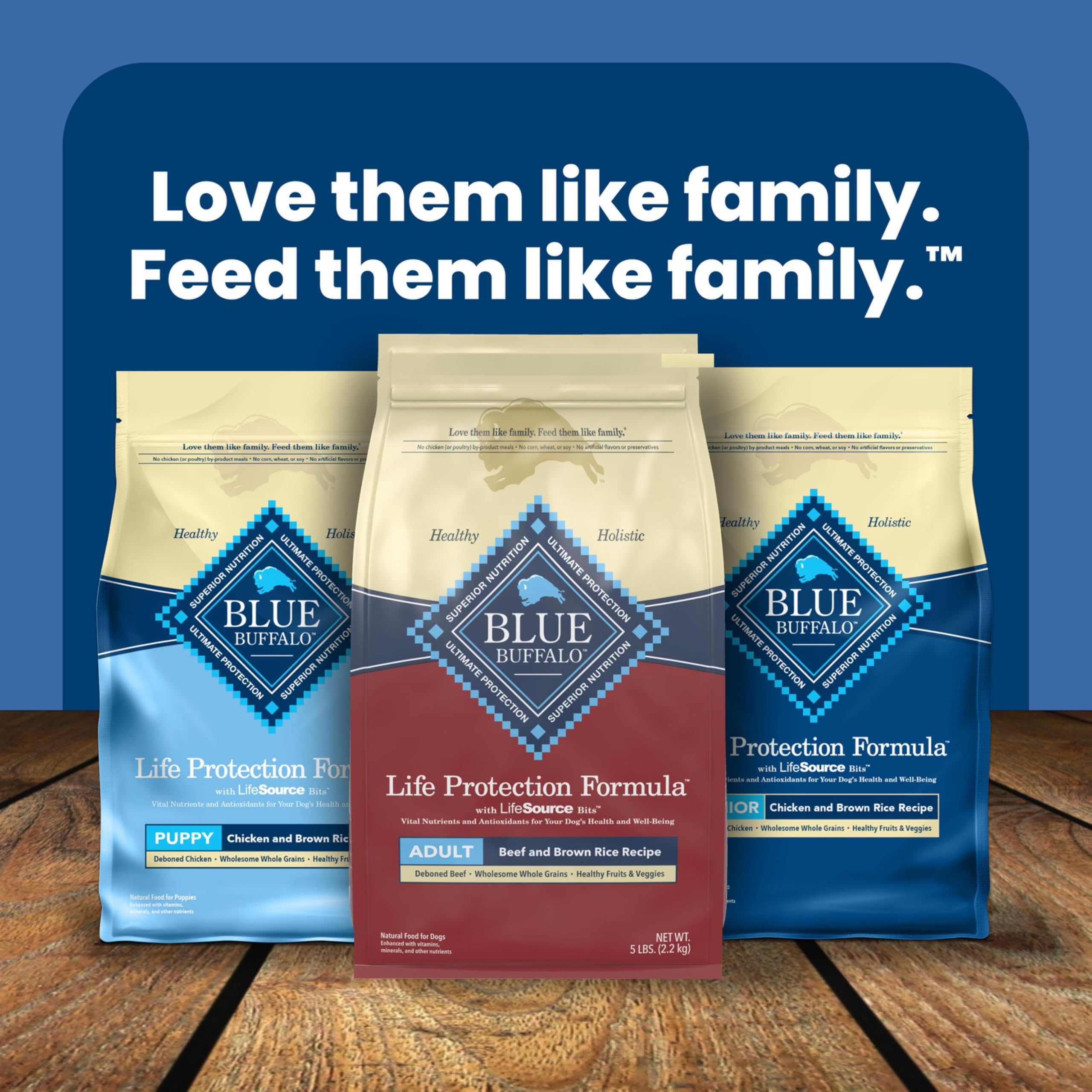 Blue Buffalo para perros adultos; dieta de mantenimiento.