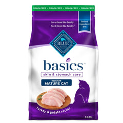 Blue Buffalo Basics para gatos maduros con pavo y patata; digestión suave