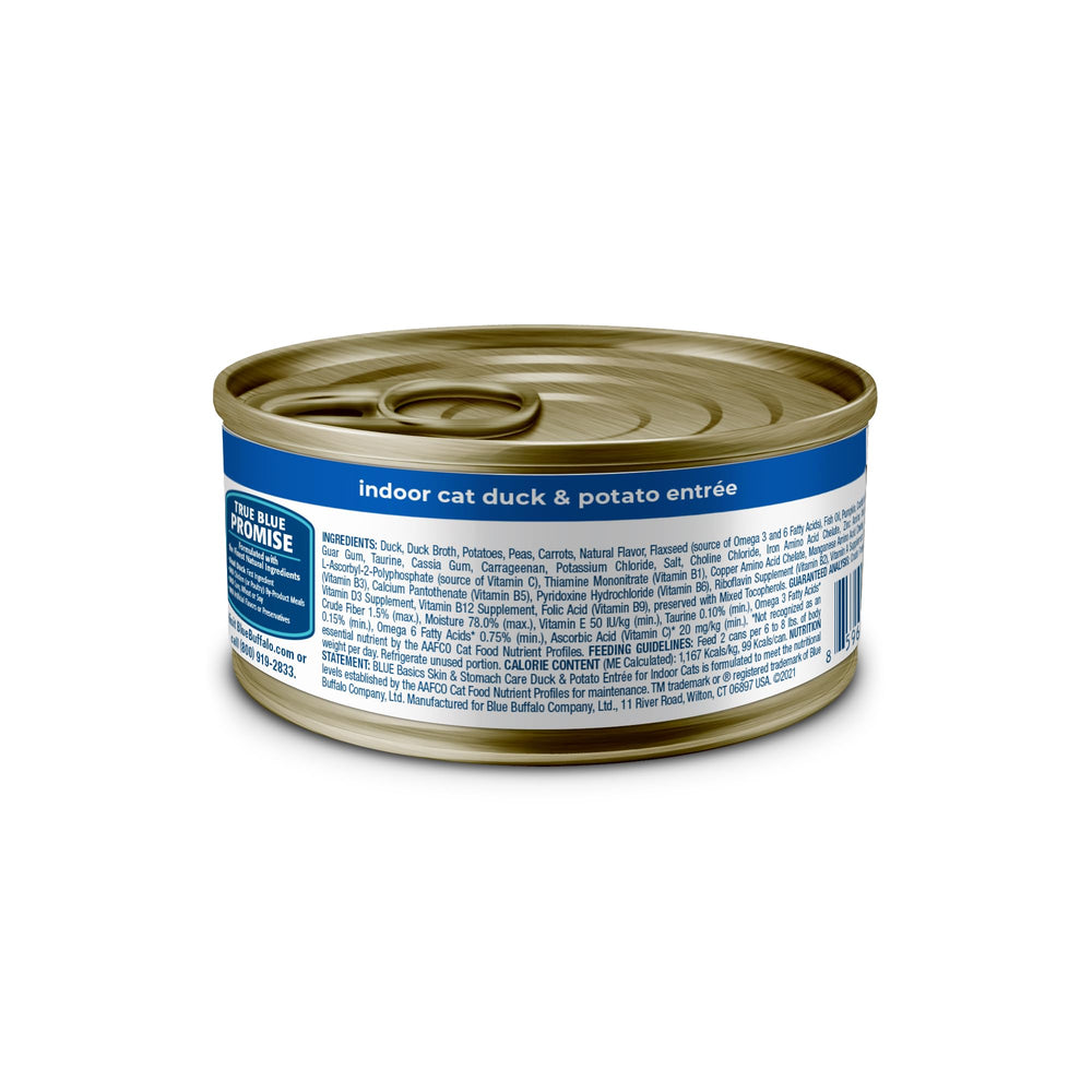 Blue Buffalo Basics lata de patata, carbohidratos fáciles para digestión suave.