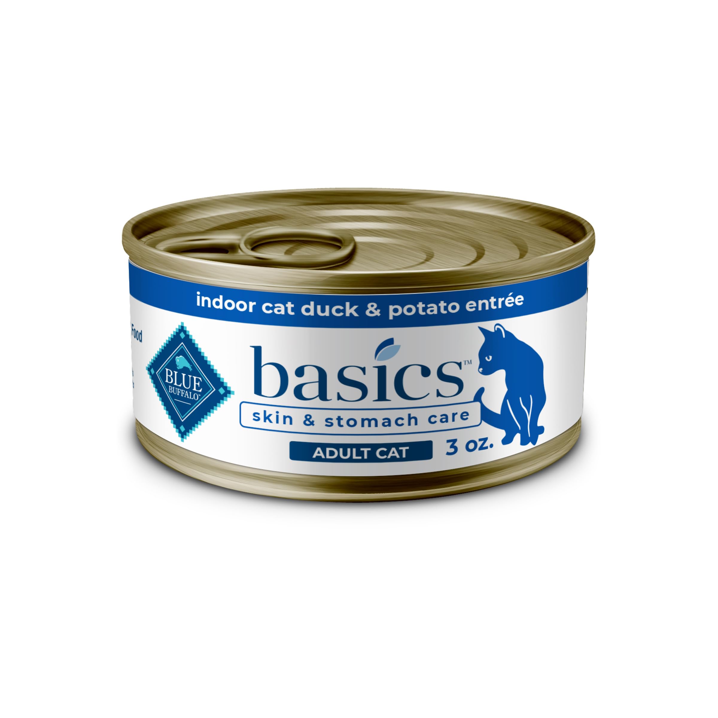 Blue Buffalo Basics lata de pato, primera proteína para dieta simple y natural.