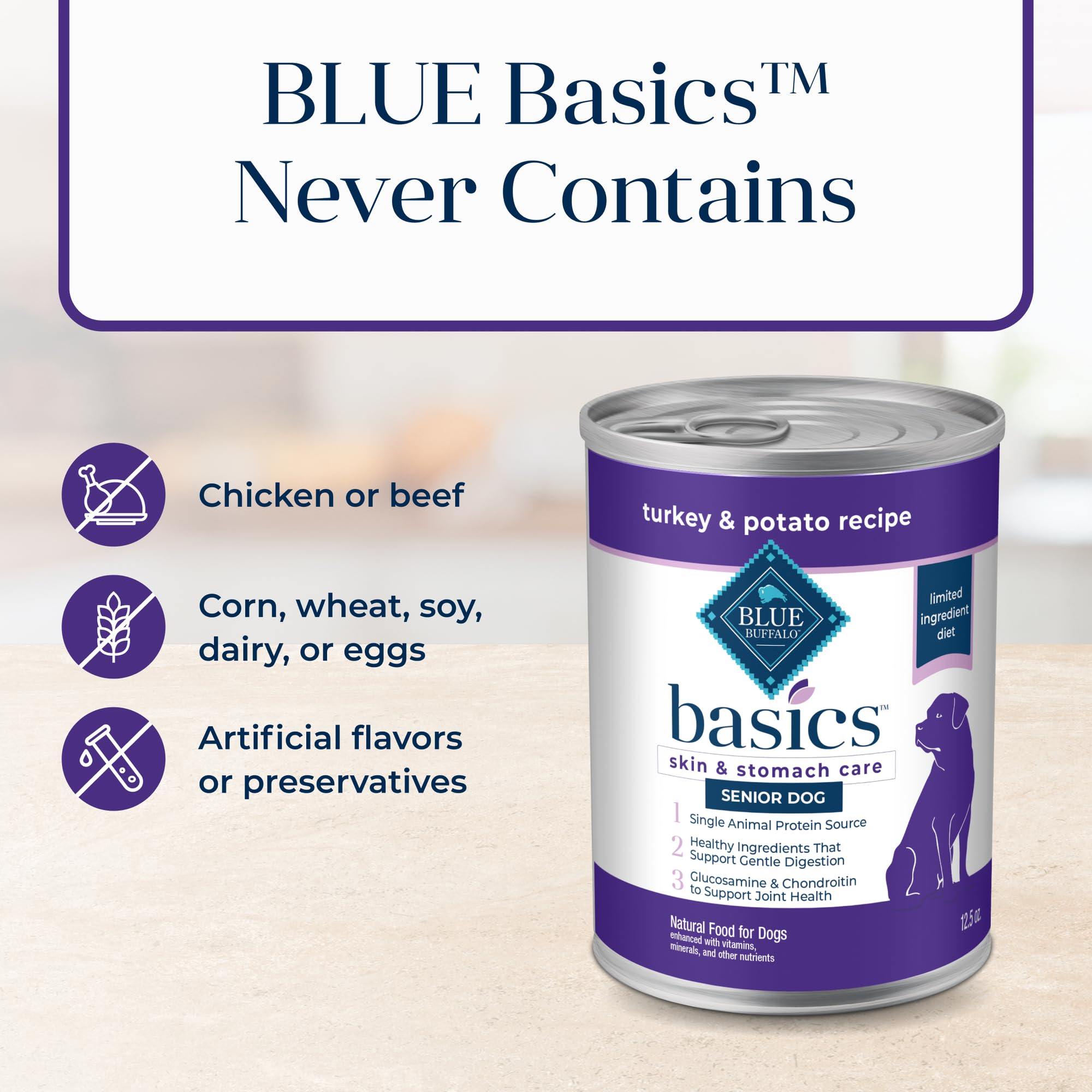 Blue Buffalo Basics proteína real de pavo para músculos.