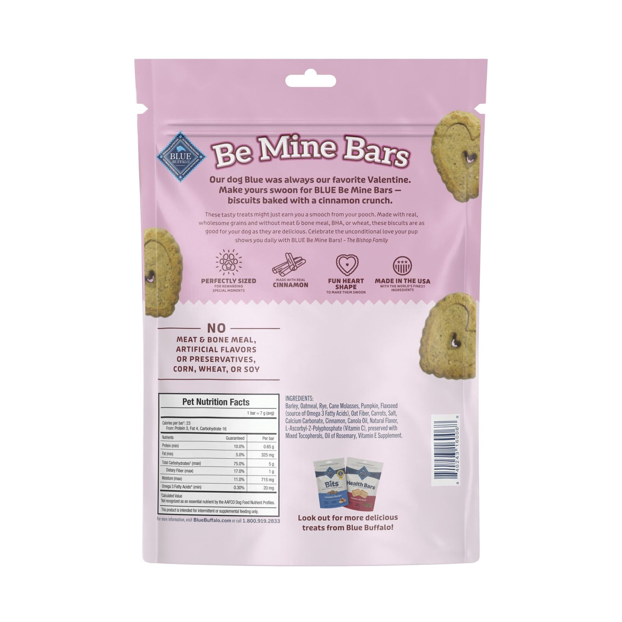 Blue Buffalo Be Mine Bars: corazones crujientes, premio delicioso para perros.