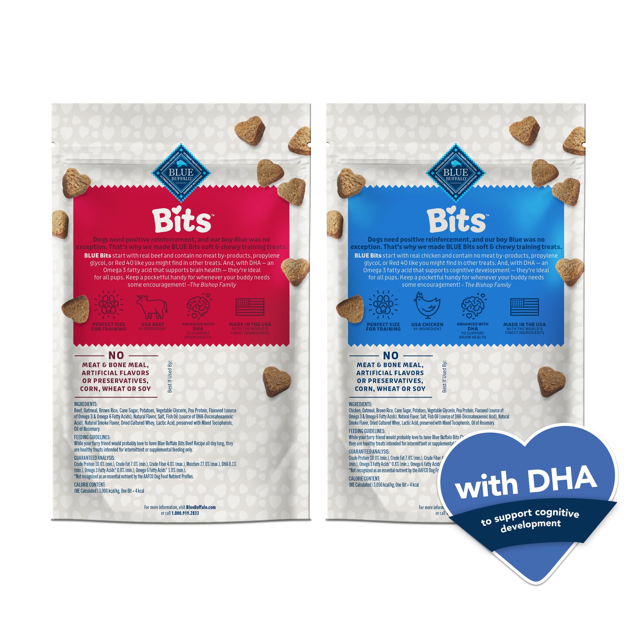 Blue Buffalo Bits, tratitos suaves de res en paquete, útiles para reforzar conductas.