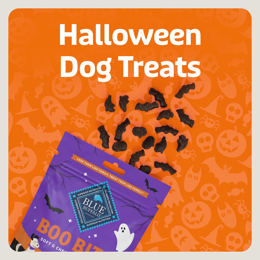 Blue Buffalo Boo Bits con pollo real, sabor reconocible para perros.