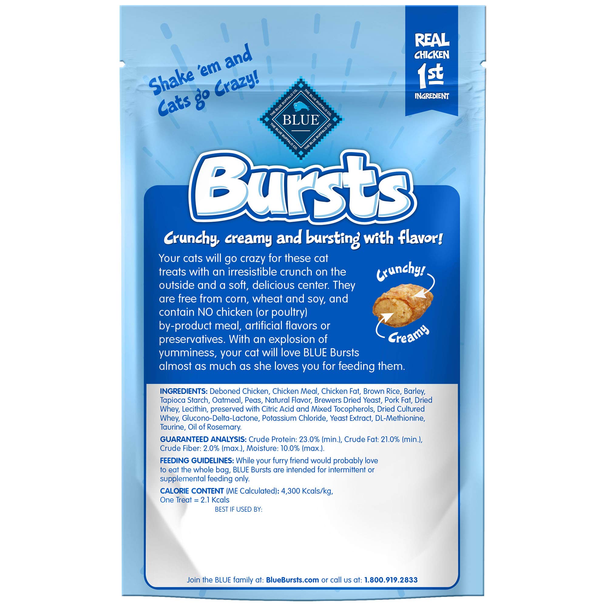 Blue Buffalo Bursts empaque de seis bolsas con sabor a pollo como premio