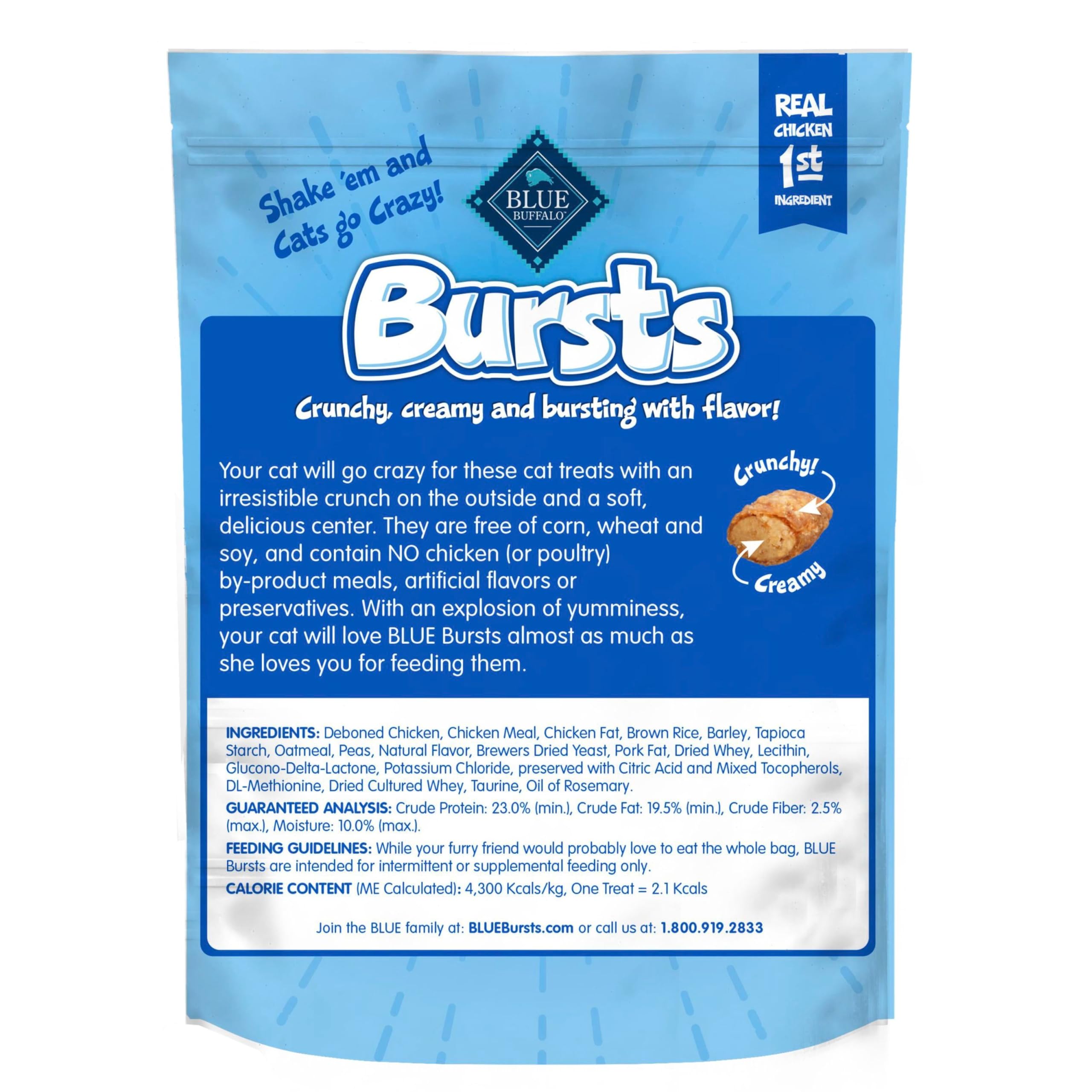 Blue Buffalo Bursts: pollo real como ingrediente principal para sabor.
