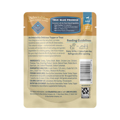 Sobres individuales de 3 onzas de BLUE Delectables para porciones rápidas.