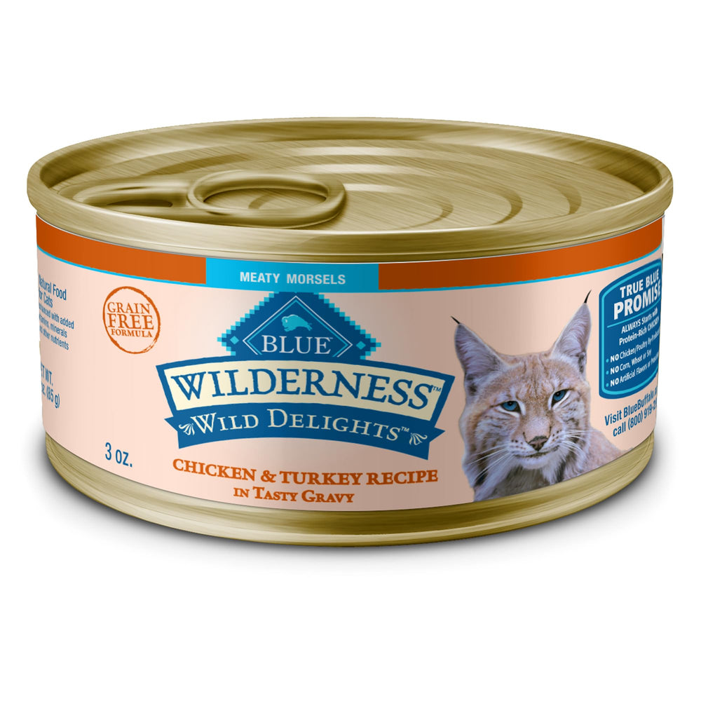 Blue Buffalo Delicias Salvajes morceles de carne en salsa, ideal para alimentar a tu gato.