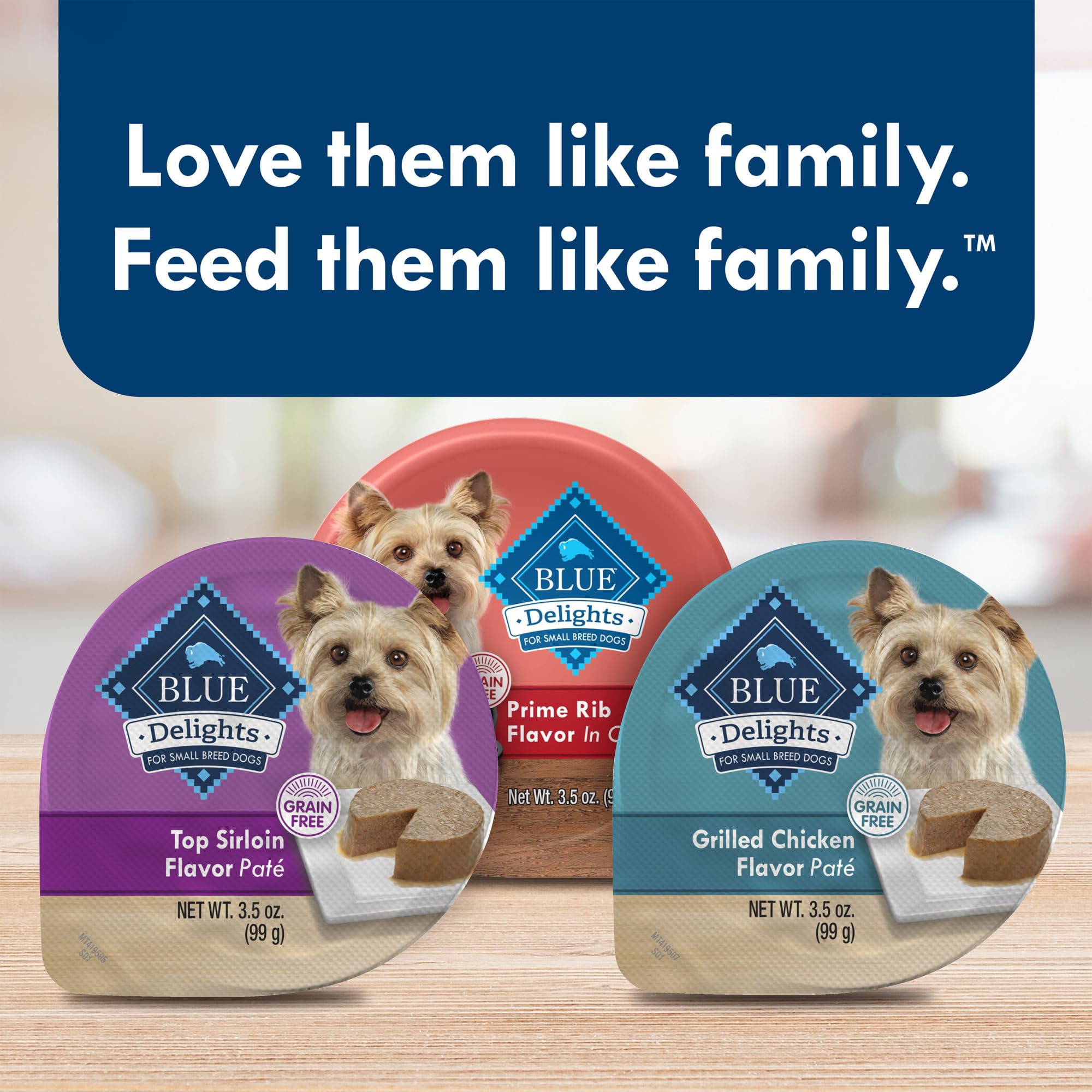 Blue Buffalo Delights Copa de 3.5 oz; porciones convenientes para cada comida.