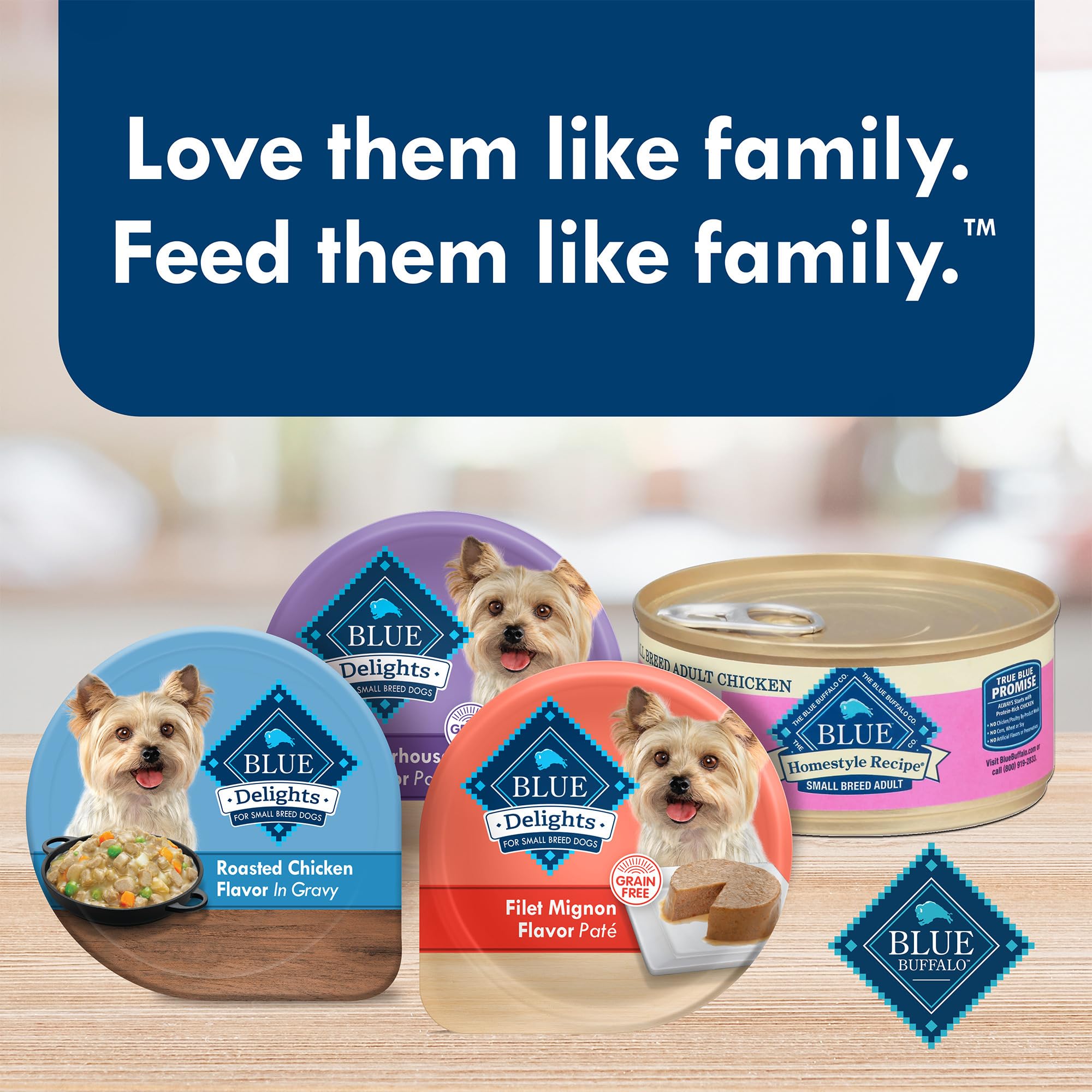 Blue Buffalo Delights Sin Cereales: opción de comida húmeda para variedad de texturas.
