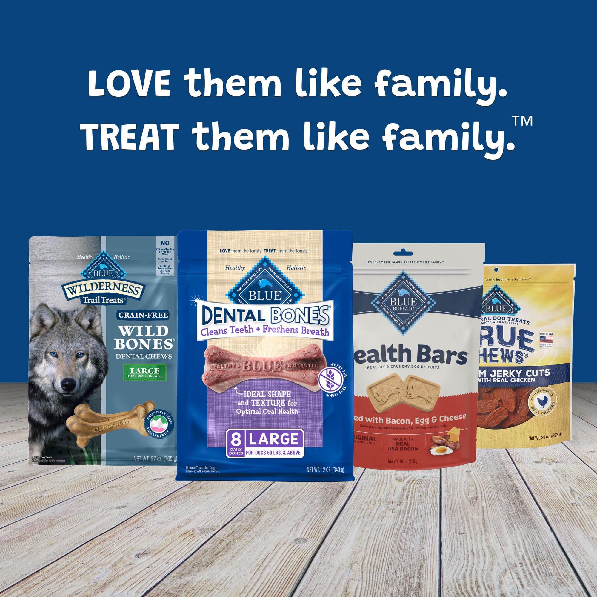 Blue Buffalo Dental Bones sin maíz, trigo ni soya para sensibilidad