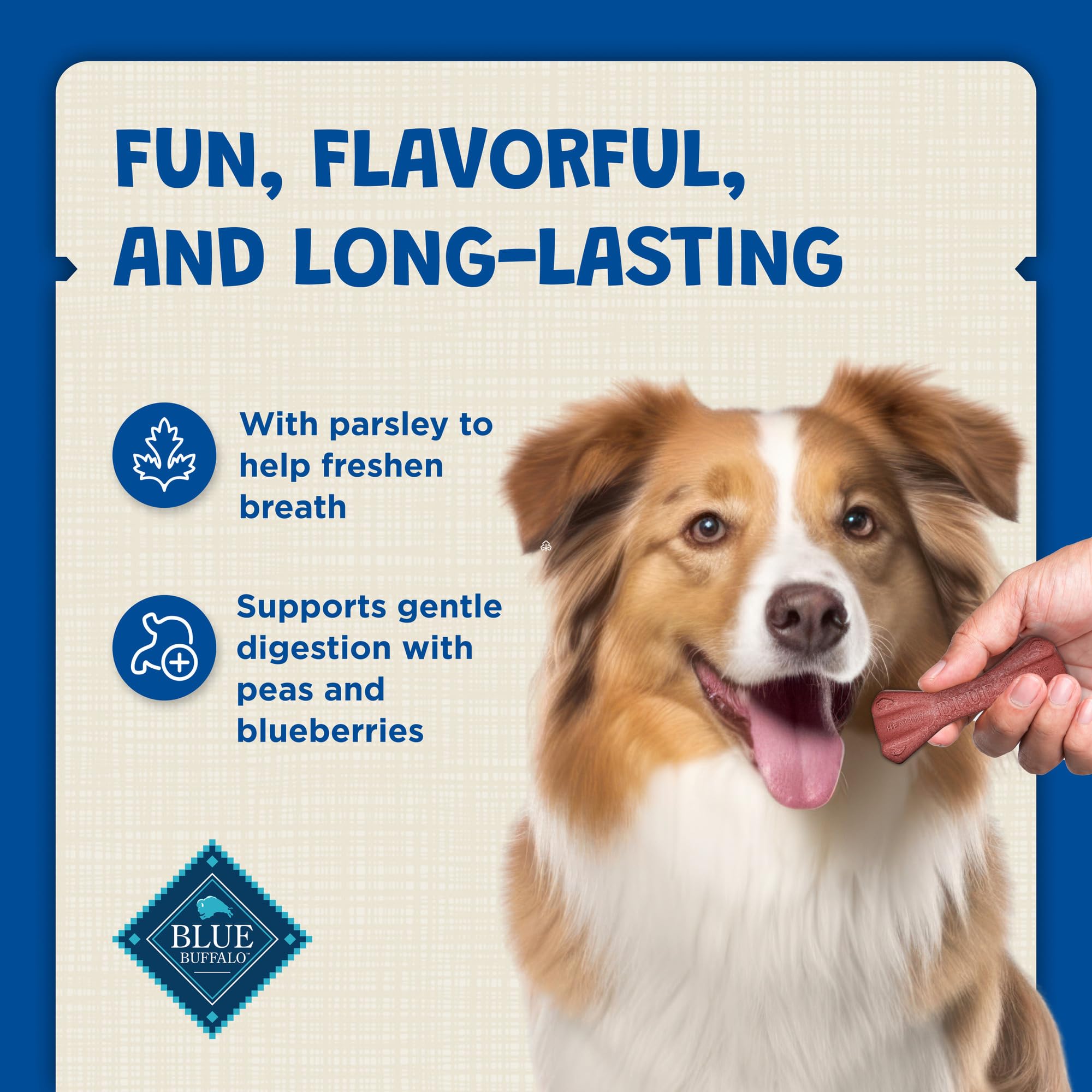 Blue Buffalo Dental Bones, textura masticable para perros grandes