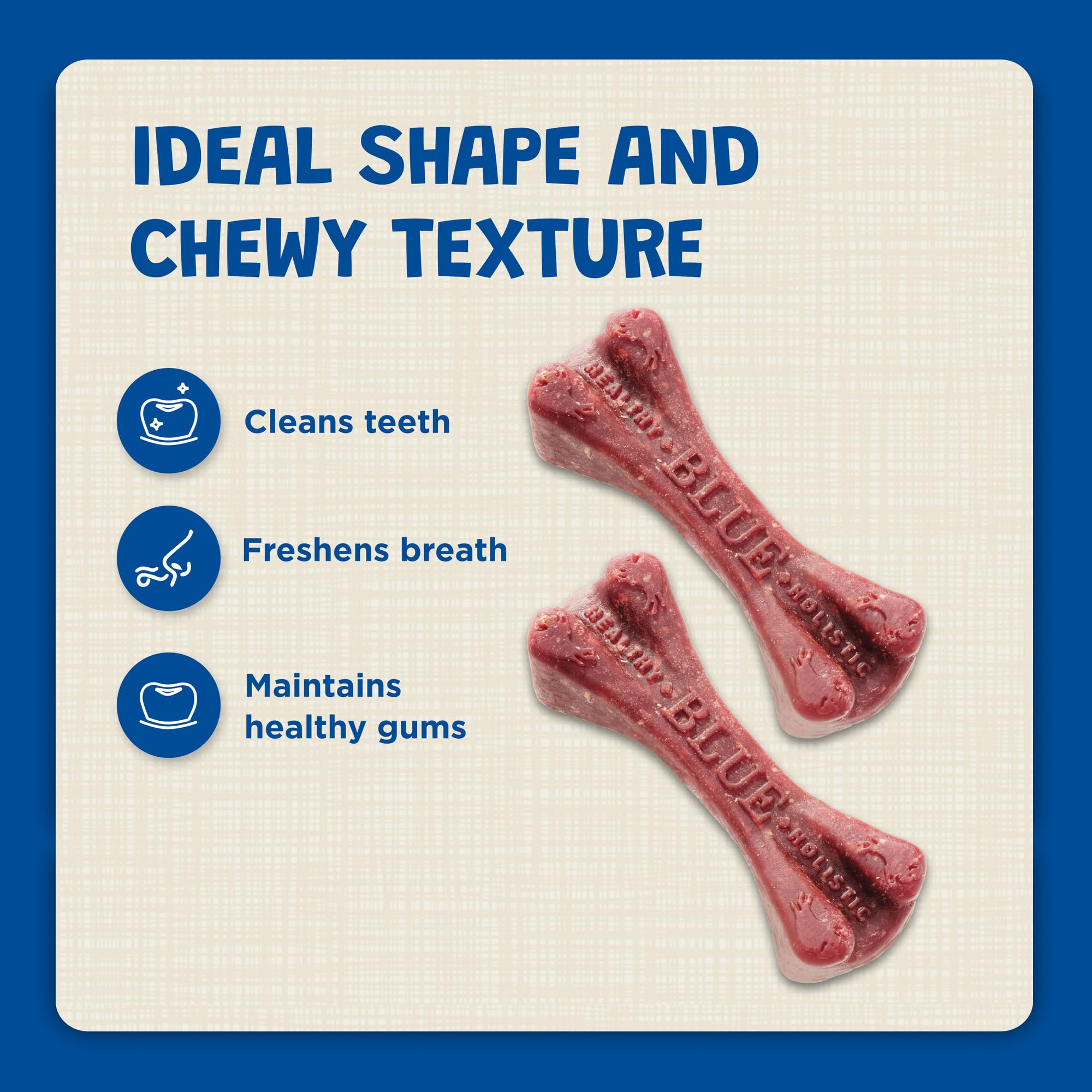 Blue Buffalo Dental Bones Mini: textura masticable que incentiva la experiencia diaria.
