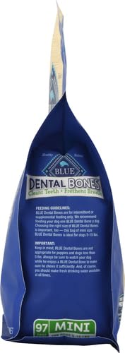 Blue Buffalo Dental Bones Mini: ingredientes naturales, sin subproductos de pollo ni granos.