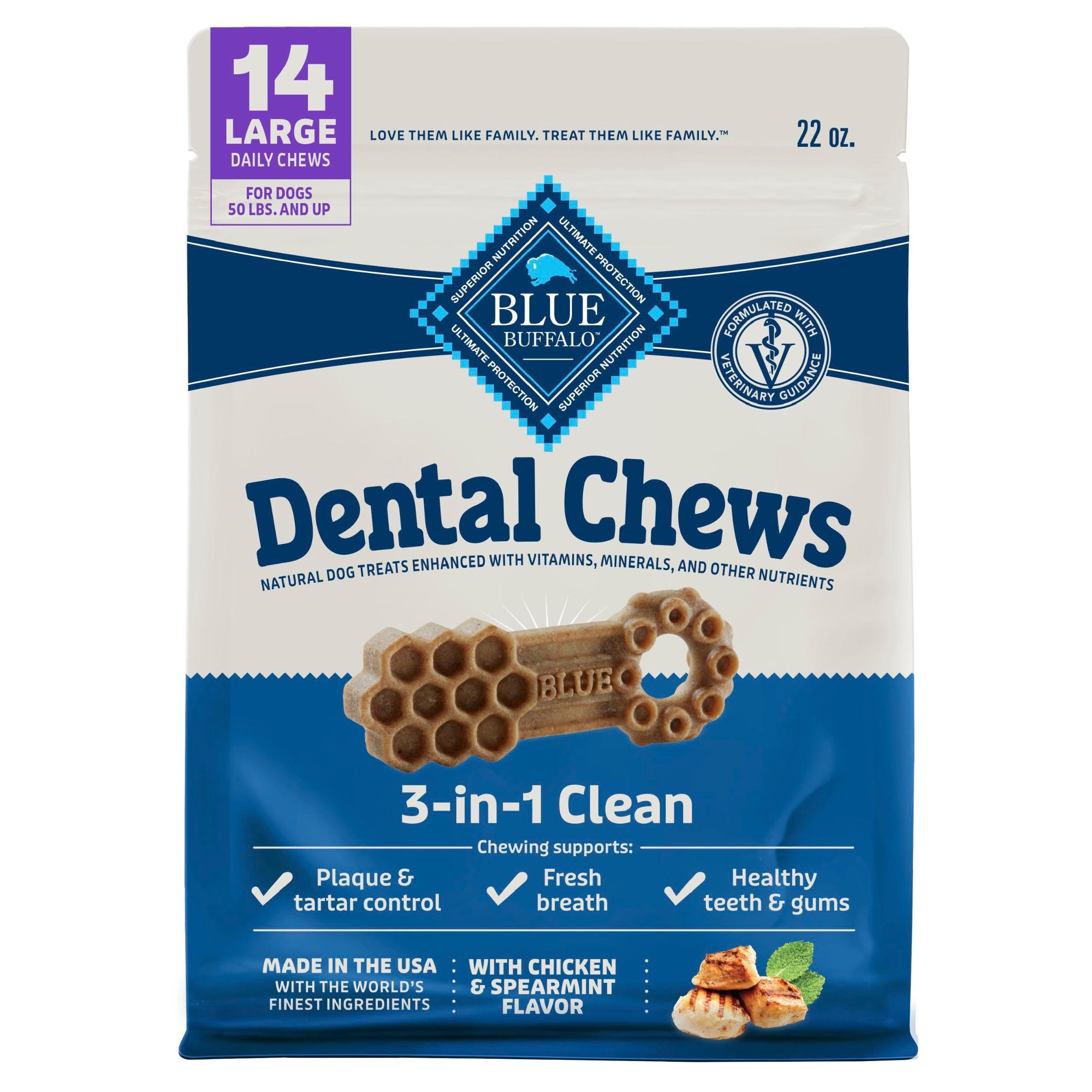 Huesos dentales de Blue Buffalo con empaque grande para la rutina diaria.