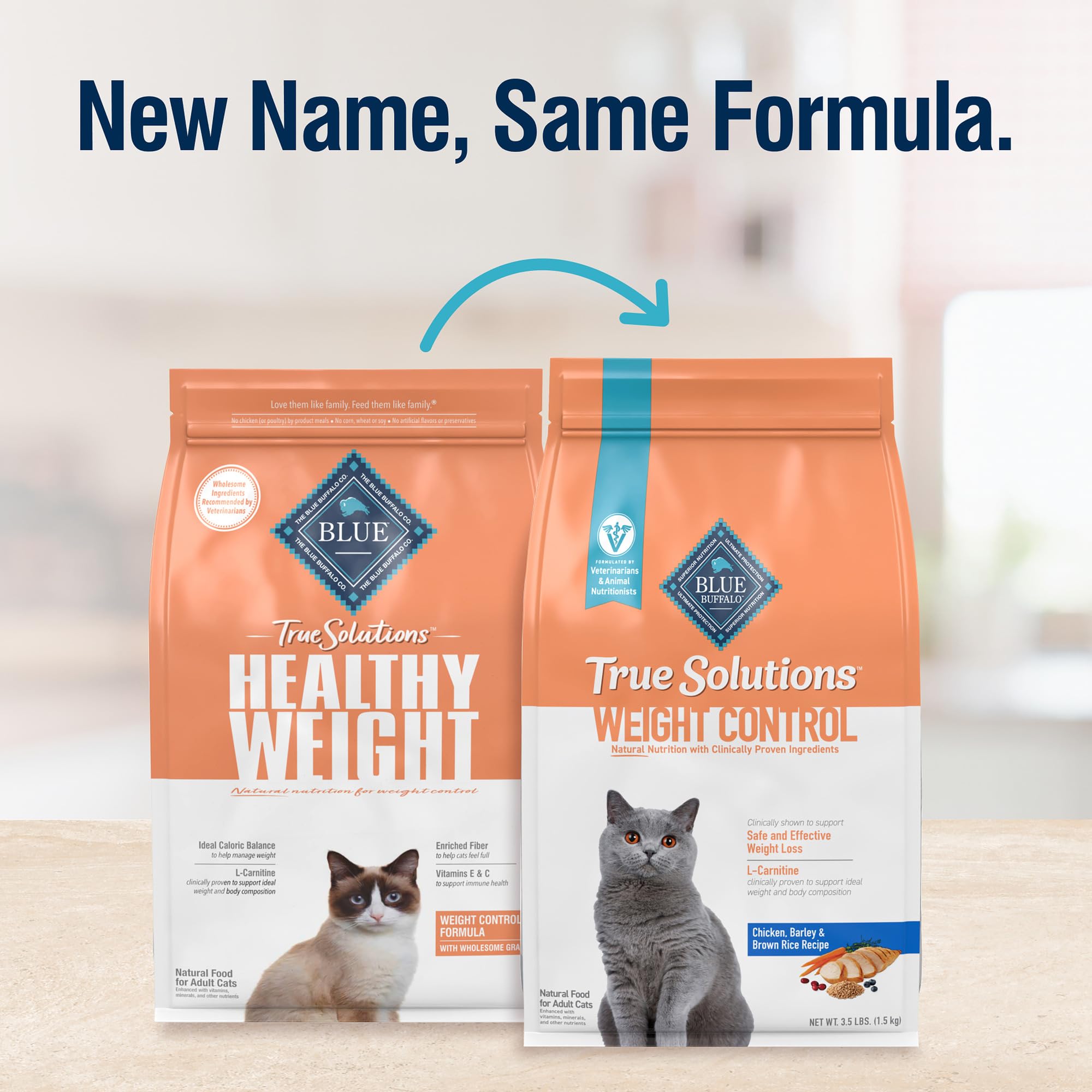 Blue Buffalo True Solutions etiqueta diseñada por veterinarios para nutrición balanceada.
