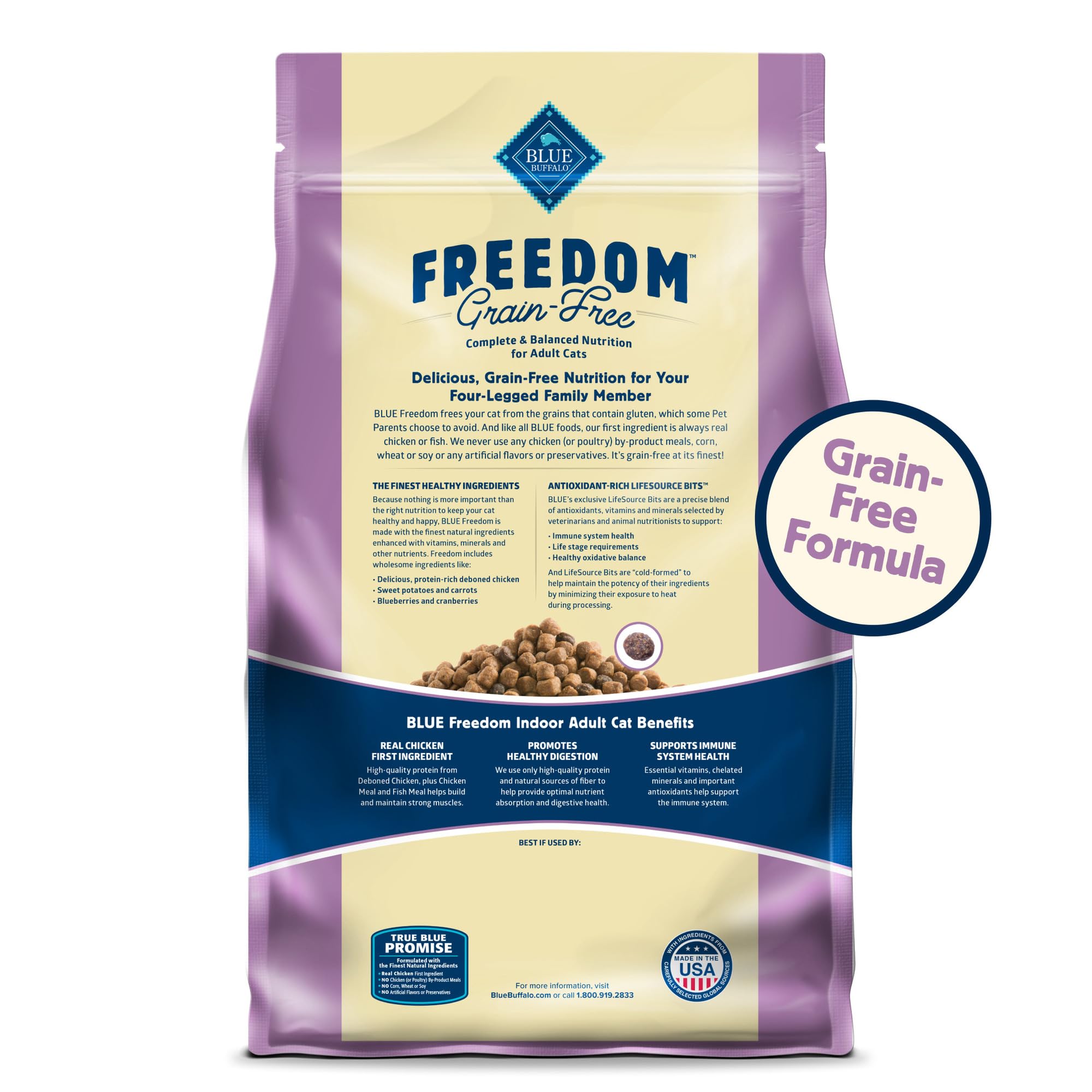 Blue Buffalo Freedom para gatos de interior favorece digestión con proteína de calidad