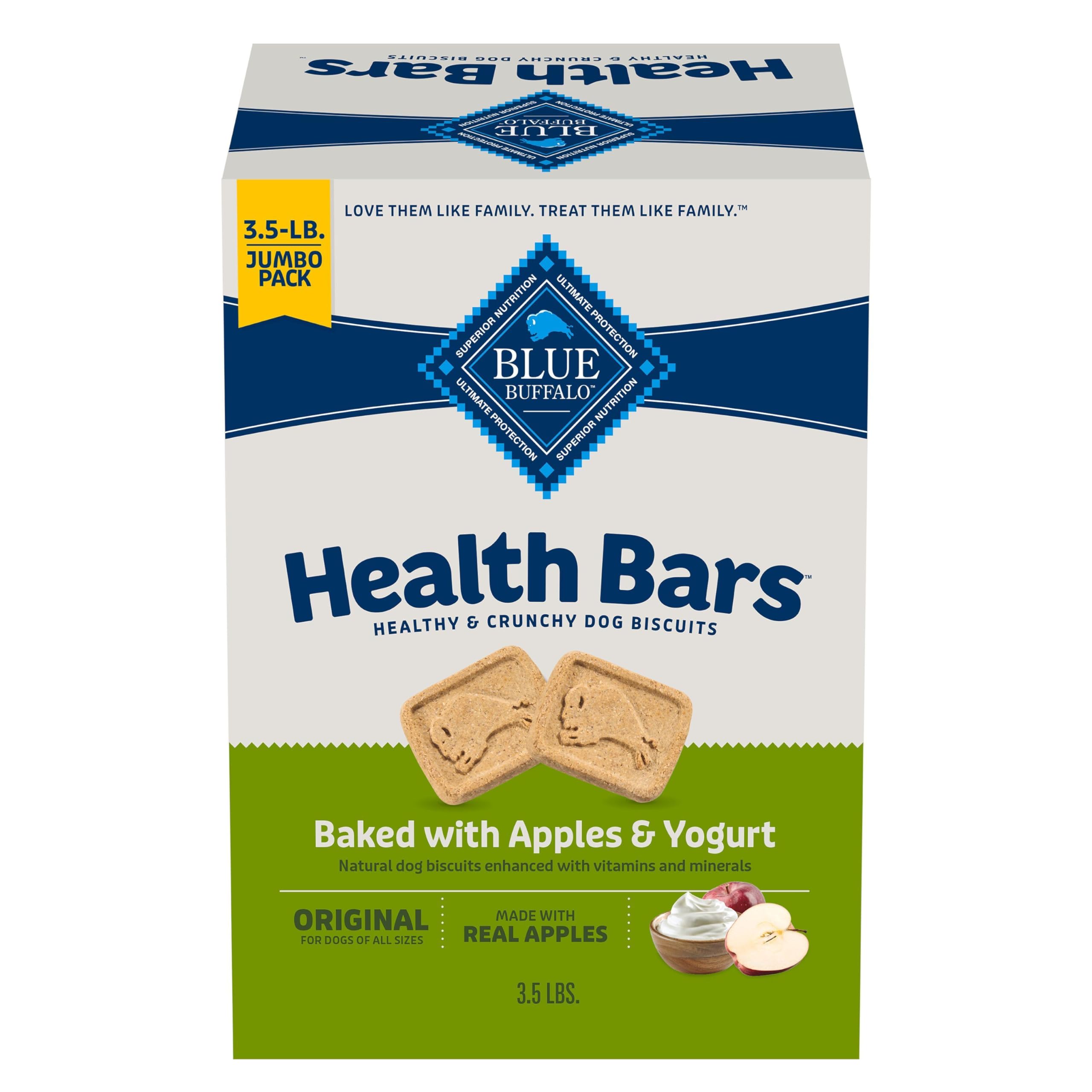 Blue Buffalo Health Bars biscuits croquants aux pommes et yogourt, récompense gourmande lors de l'entraînement
