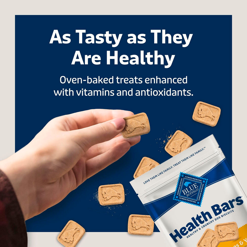 Blue Buffalo Health Bars libres de maíz, trigo y soya para dietas sensibles.