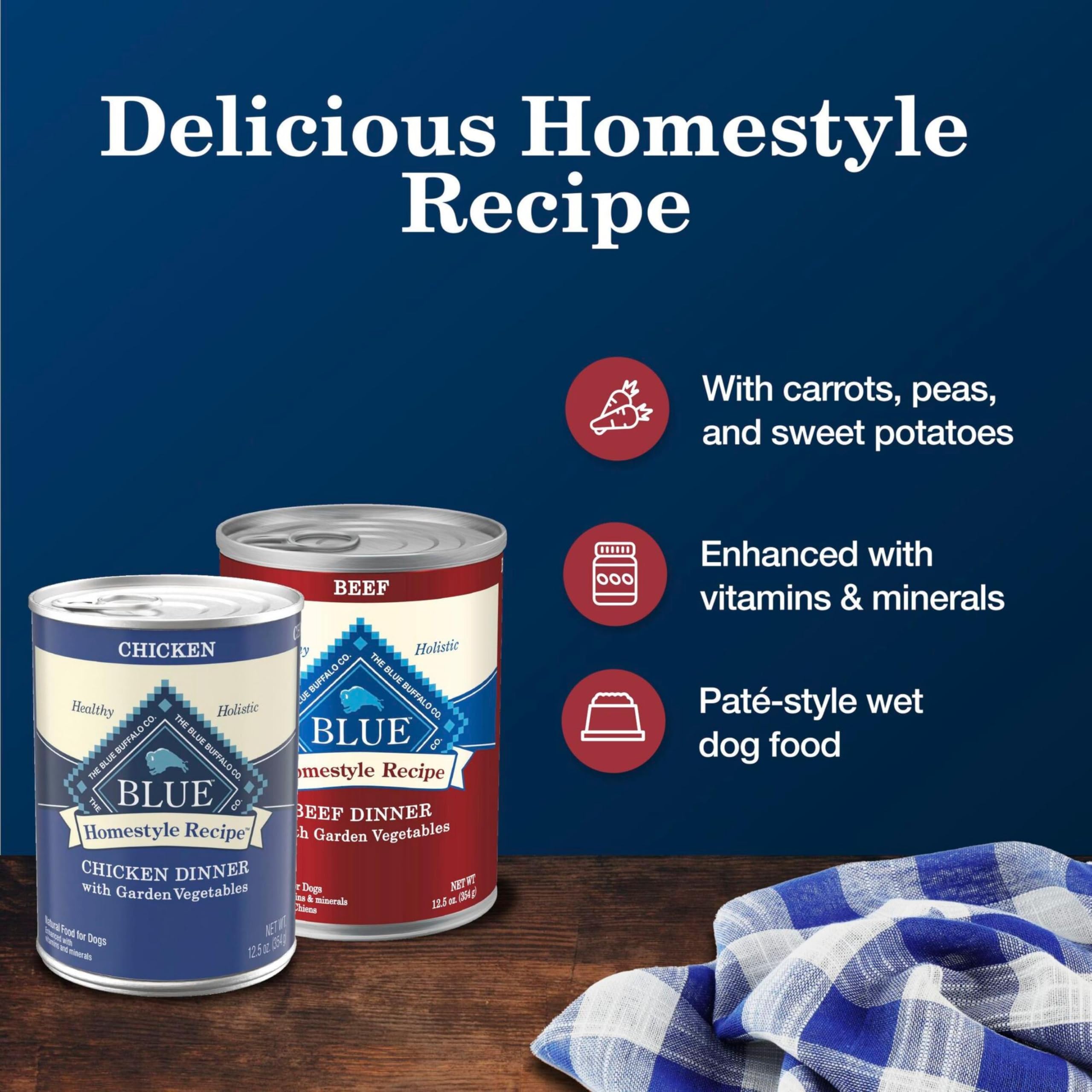 Blue Buffalo Homestyle pack de 6 latas: comodidad para varias comidas.