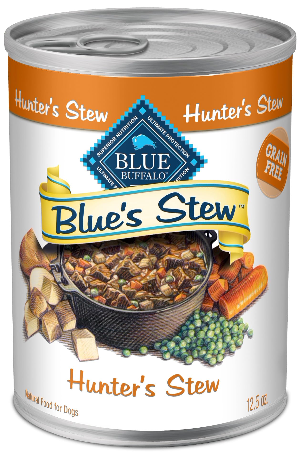 Blue's Stew Hunter's Stew: lata de 12.5 oz, alimento húmedo natural para perros adultos.