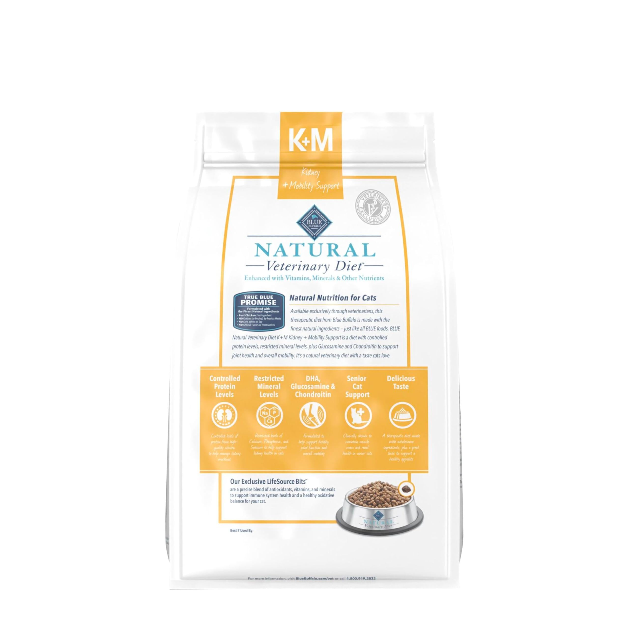 Blue Buffalo K+M movilidad articular para gatos, con glucosamina y condroitina, bolsa de 7 libras.