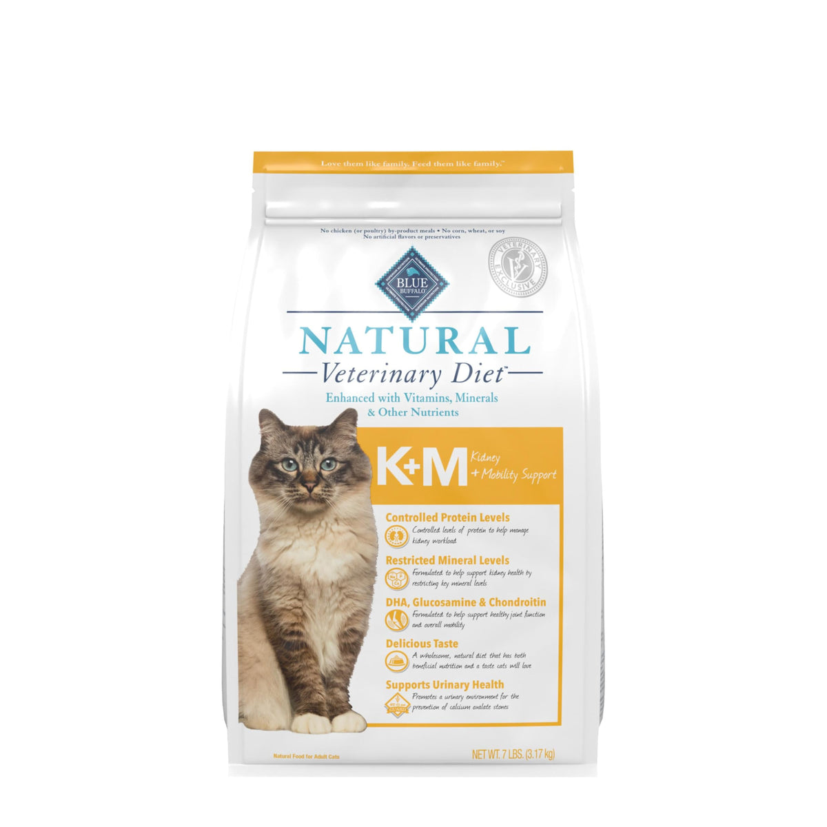 Blue Buffalo K+M: soporte renal con proteína controlada para gatos, bolsa de 7 libras.