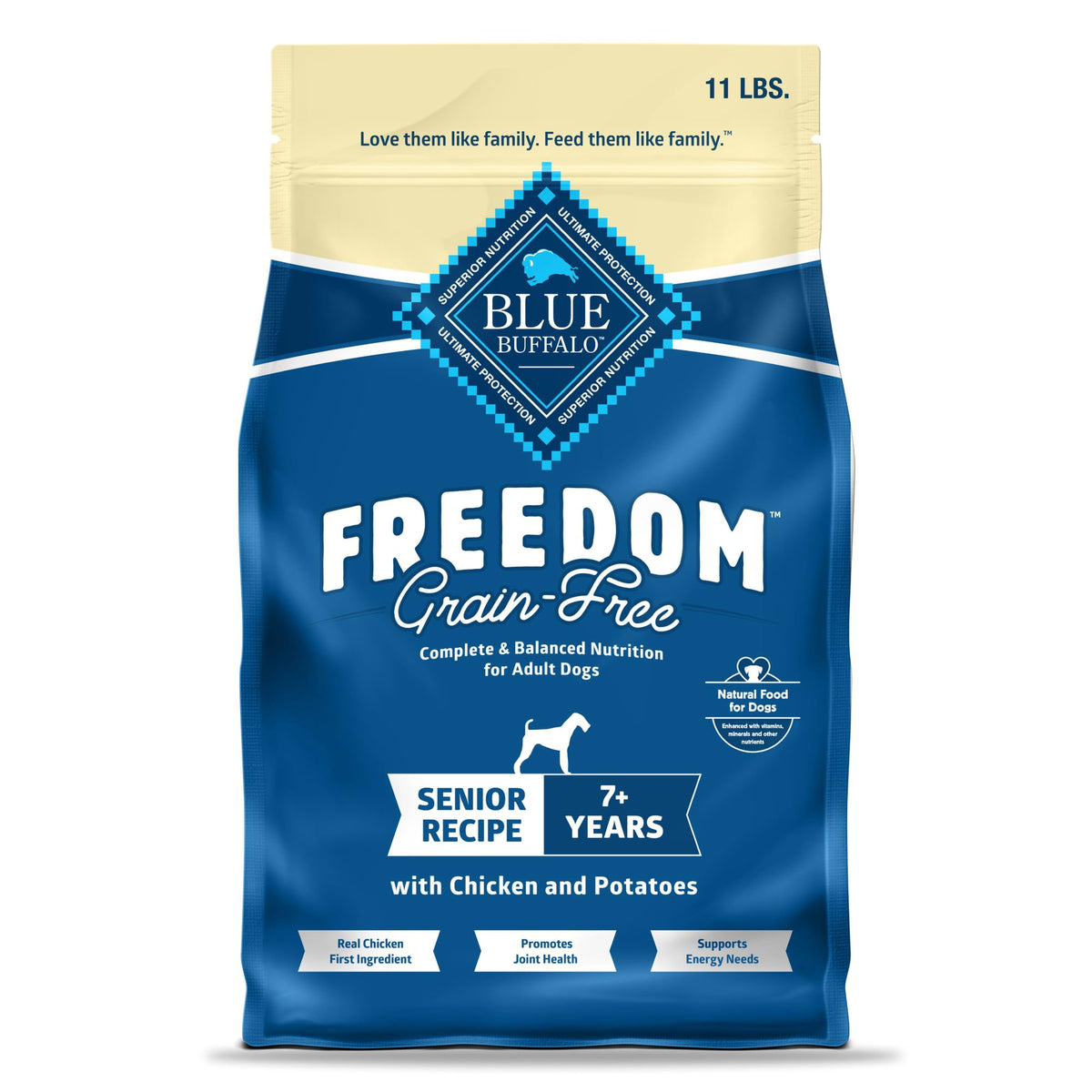 Blue Buffalo Freedom Senior con pollo deshuesado como primer ingrediente para proteína de calidad