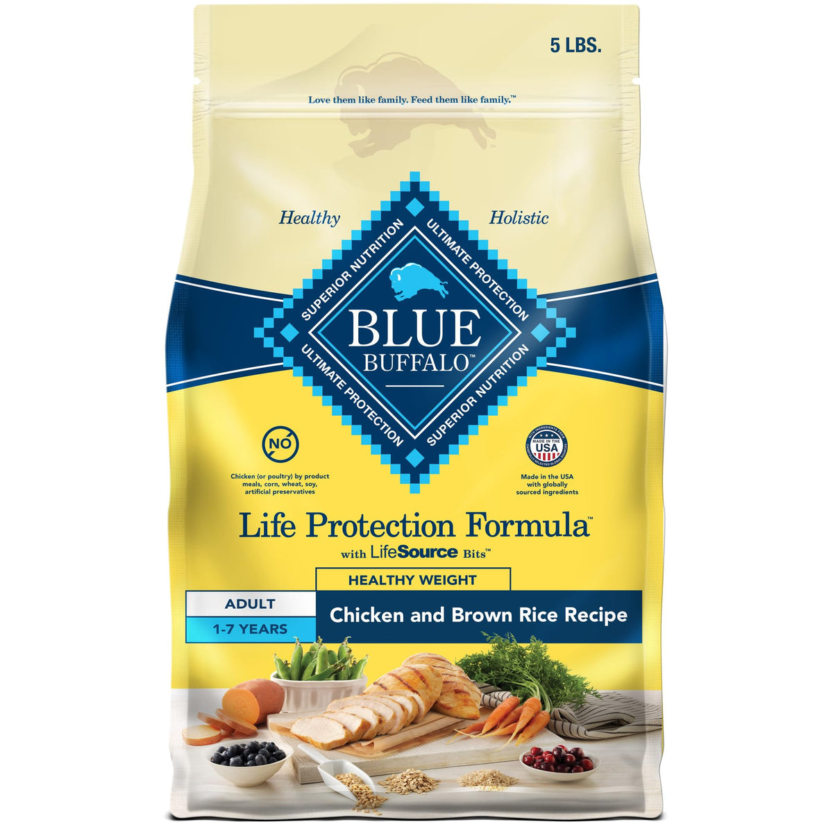 Blue Buffalo Life Protection Formula: alimento seco para perros de 5 lb, opción de peso saludable.