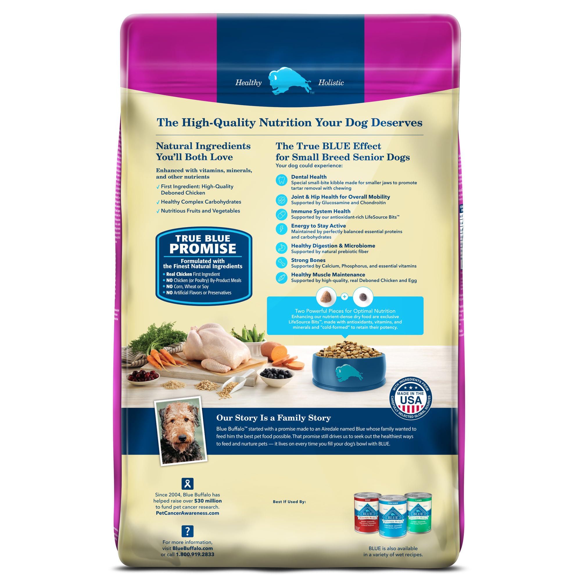 Blue Buffalo Life Protection Formula, ingredientes naturales para una dieta equilibrada en perros pequeños.