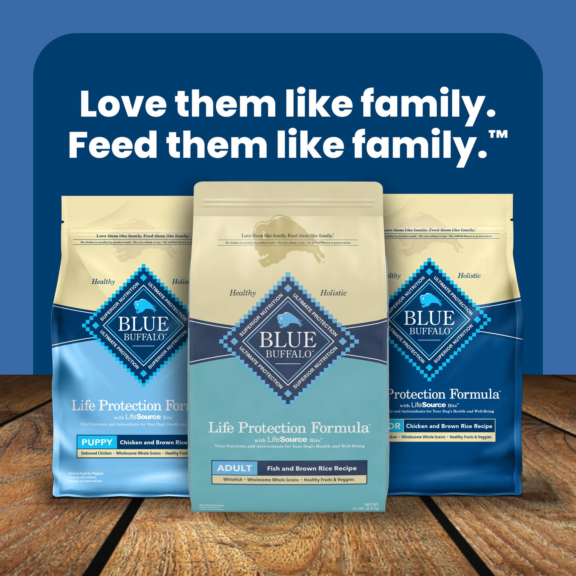 Blue Buffalo Life Protection Formula equilibra sabor y nutrición para perros adultos.