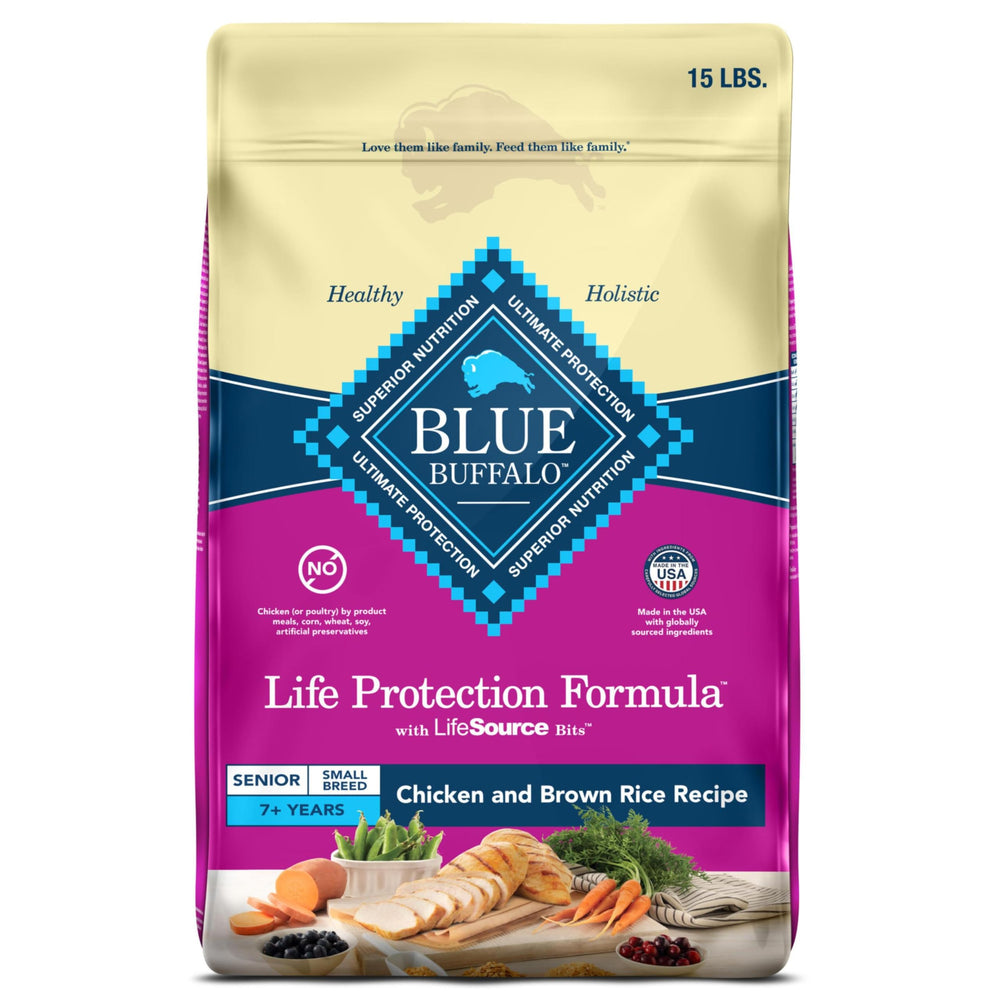 Blue Buffalo Life Protection para razas pequeñas, bolsa de 15 lb, ideal para senior.