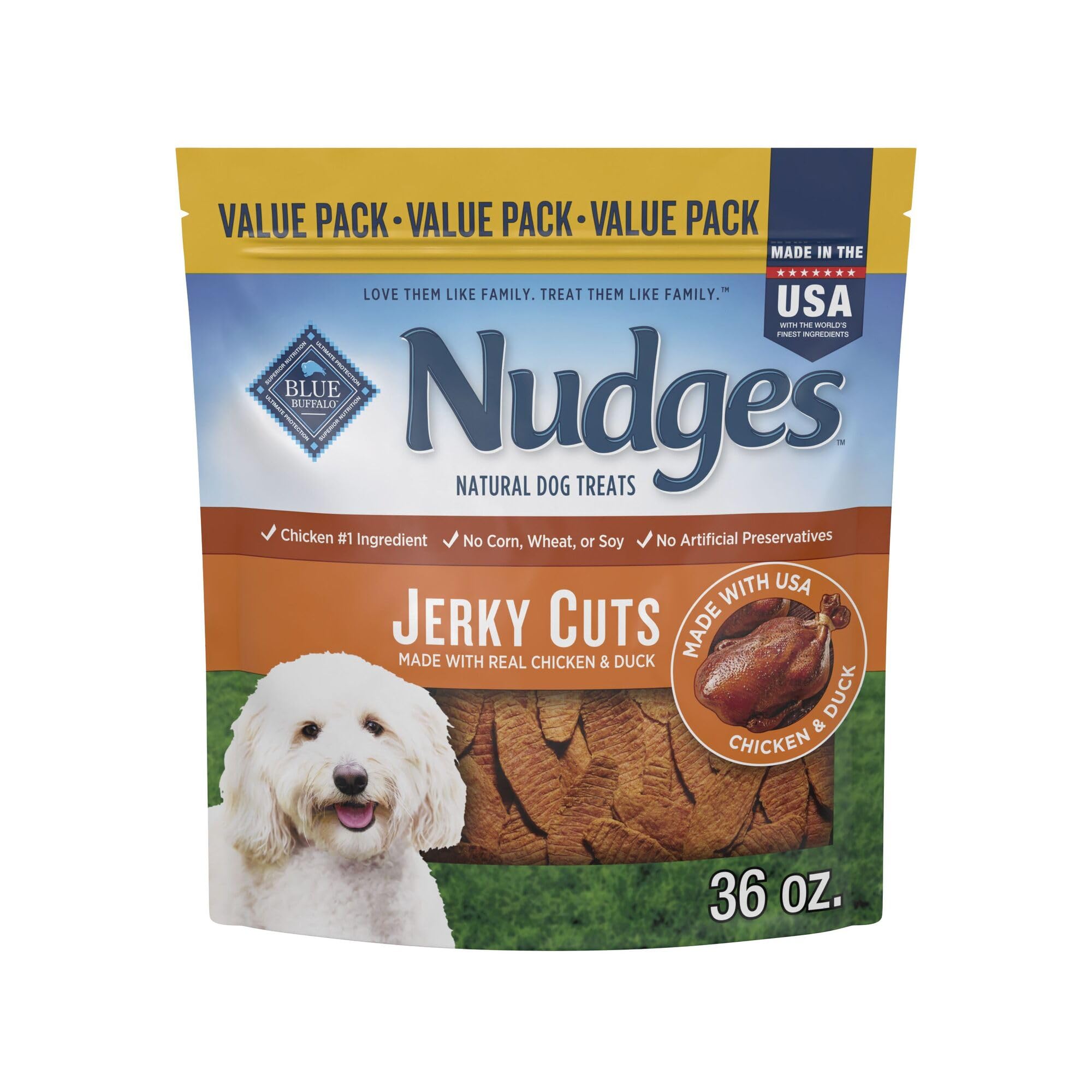 Blue Buffalo Nudges cortes jerky pollo y pato: premio sabroso para perros activos