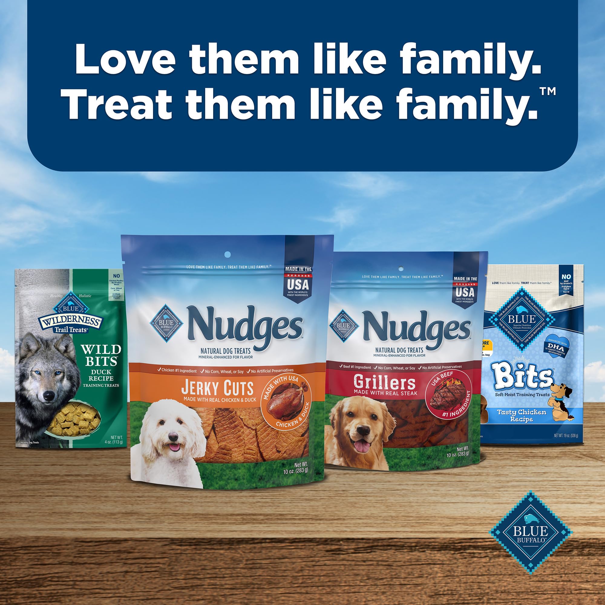 Blue Buffalo Nudges : production responsable et ingrédients de qualité.