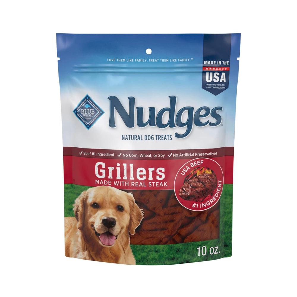 Blue Buffalo Nudges Grillers carne de res real como primer ingrediente, premio sabroso
