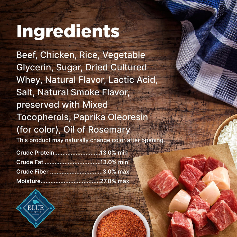 Blue Buffalo Nudges Grillers empaque destacado que resalta ingredientes.