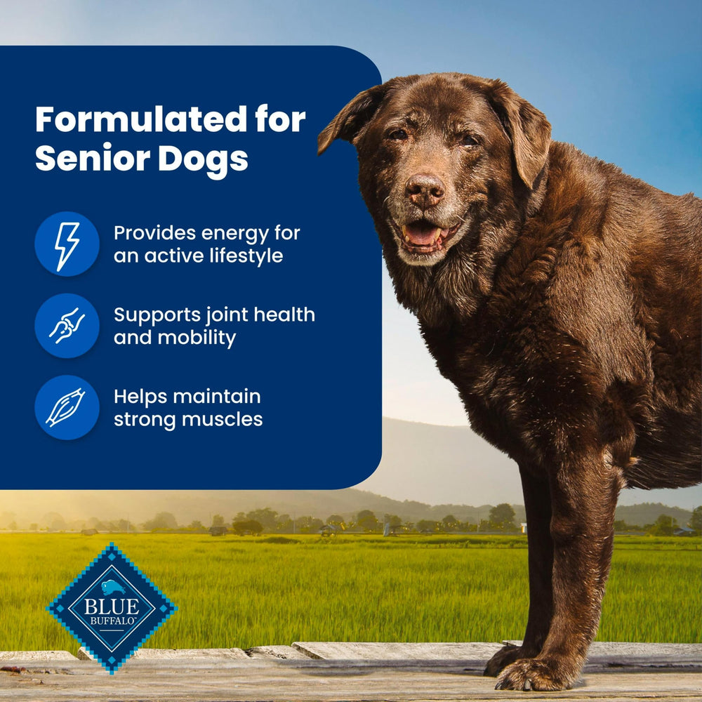 Blue Buffalo, pollo real como primer ingrediente, proteína de calidad para perros senior